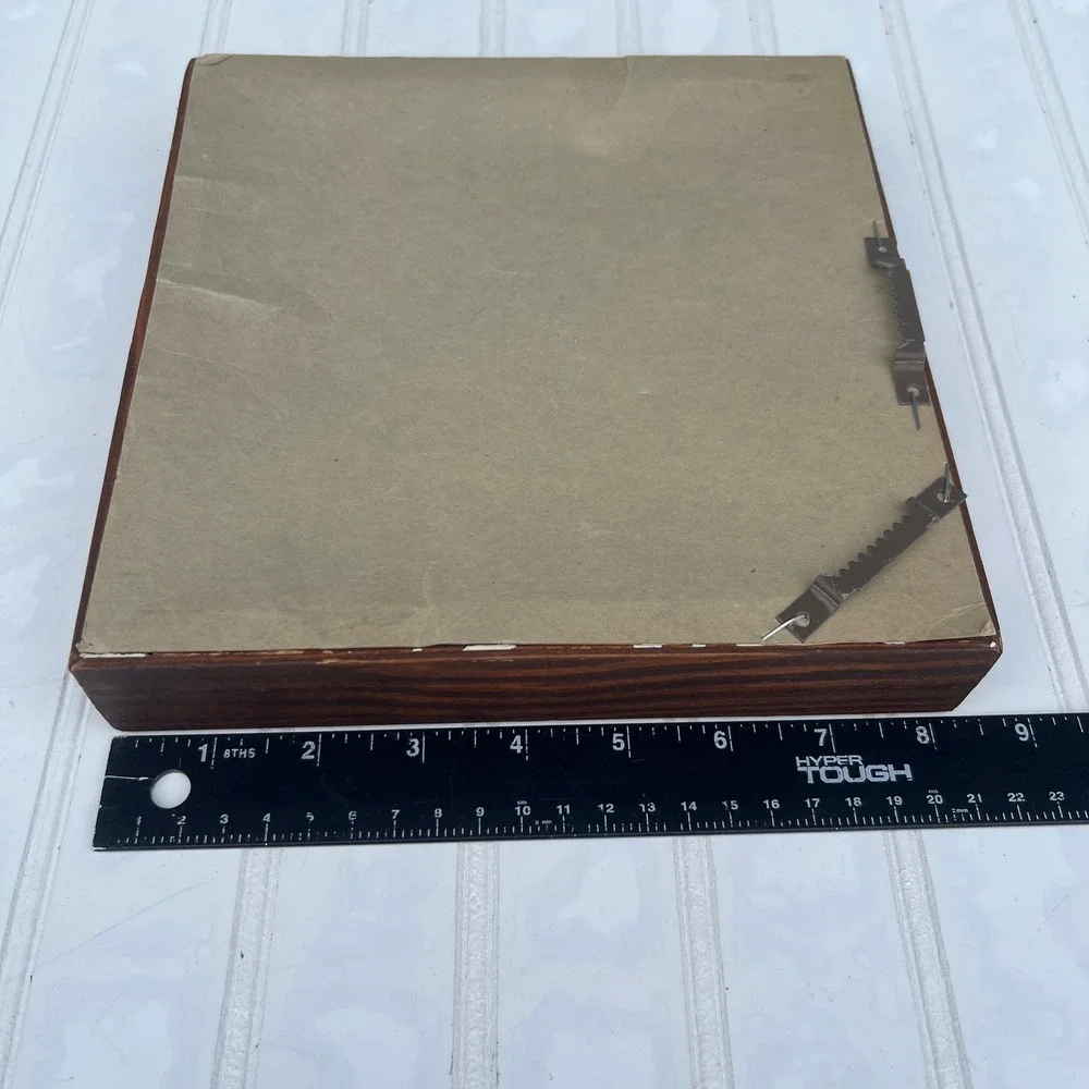 Vtg Square Dark Wood Deep Frame Wall Mirror Shadow Box Tiered Molding 8.25in